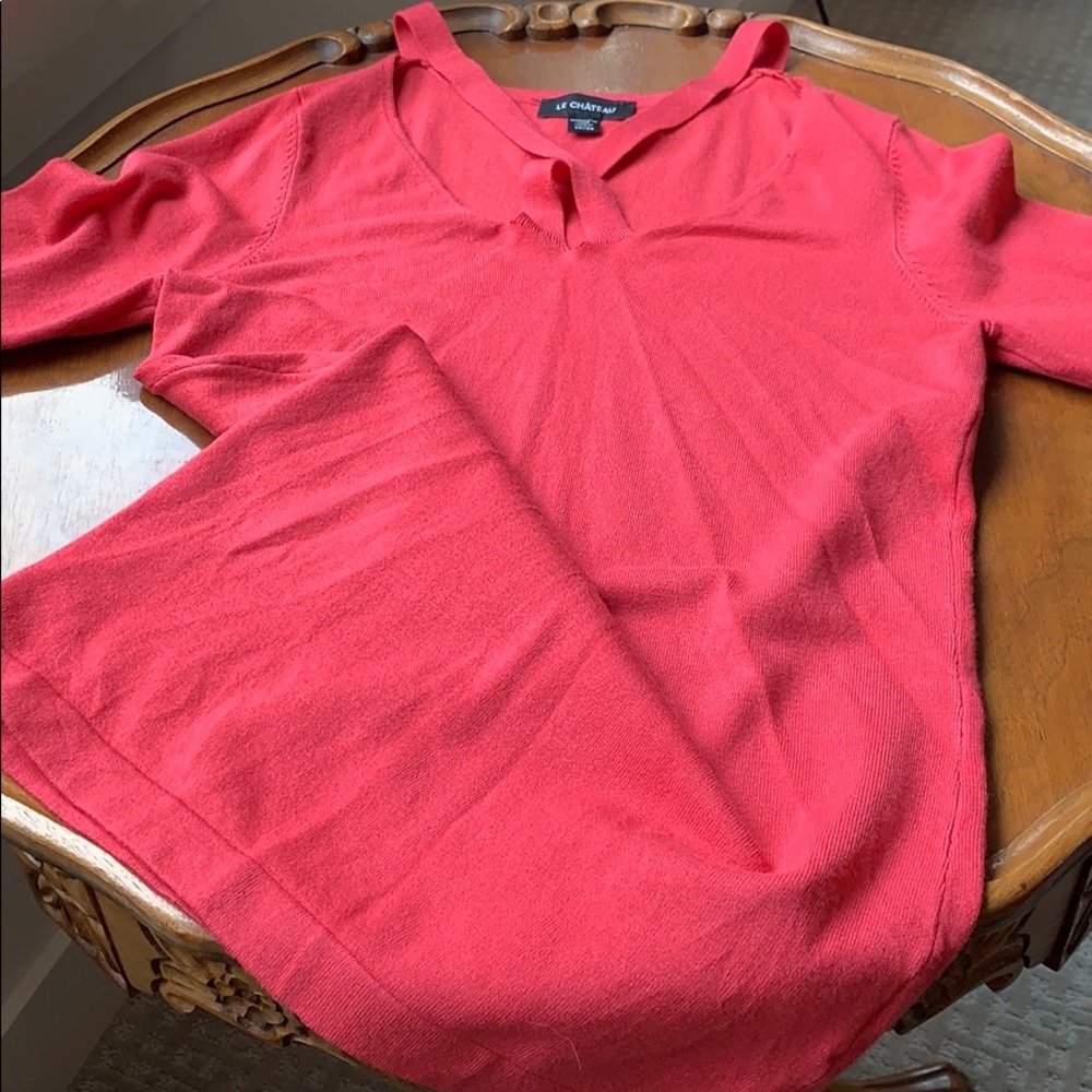 Le Chateau coral form fitted long sweater